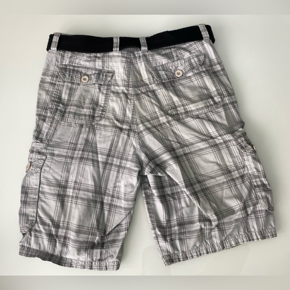 Plaid Cargo Shorts Grey Casual Classic Timeless Shorts - Size 34 - Picture 1 of 7